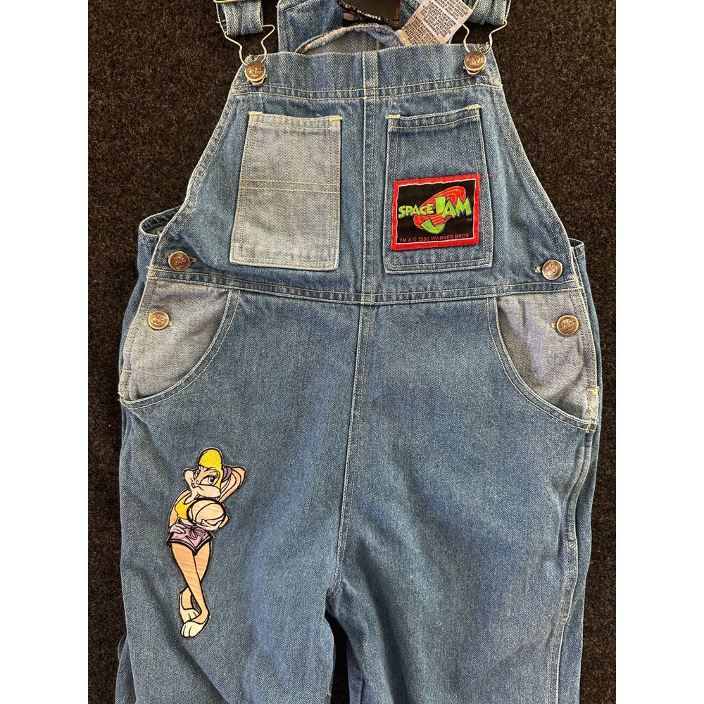 Vintage 1996 Space Jam Lola Bunny Denim Overalls Girls 10 Warner Bros Blue 90s